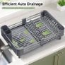 Dish Drainer Rack - Extendable Dish Rack, Stainless Steel Dish Drainer for Kitchen Counter, Draining Board Rack with Removable Cutlery Holder, Gray Image 7