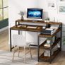 _Computer desk, L-shaped desk, home office, study desk with monitor stand and shelves, industrial corner desk Image 2