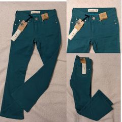 Crop Flare Green Jeans, New With Tags