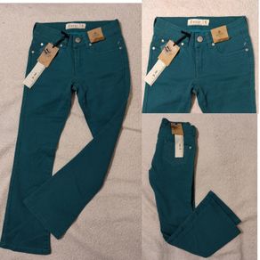 Crop Flare Green Jeans, New With Tags