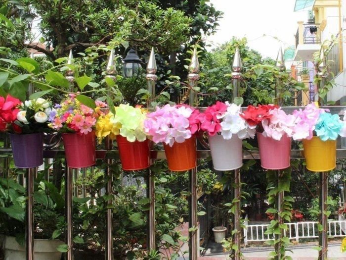 NEW SALE | 10 x Metal Iron Flower Pot Vase Hanging Balcony Garden Planter Home Decor