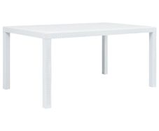 Garden Table White 150x90x72 cm Plastic Rattan Look
