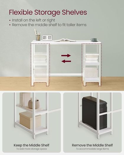 New Home Office Desk With 2 Shelves (White)- FREE P&P