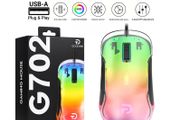 G702 Right-Handed Wired USB RGB Backlit Ergonomic Game Mouse with CMOS Sensor Crystal Transparent Shell for Electronic Sports