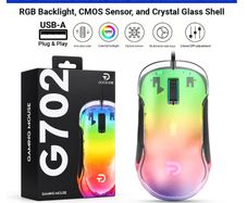G702 Right-Handed Wired USB RGB Backlit Ergonomic Game Mouse with CMOS Sensor Crystal Transparent Shell for Electronic Sports