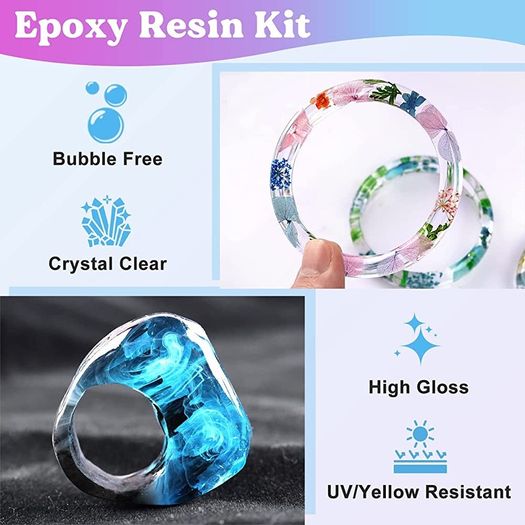 Fast Curing Epoxy Resin Kit-4 Hours Demold, 600ml/20oz Quick Curing & Bubble Free Epoxy Resin for Craft, Art, Resin Supplies with Foil Flake, Resin Cup, Stir Stick (FREE POSTAGE)