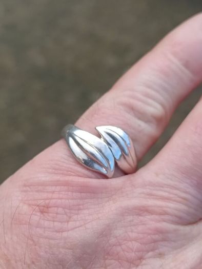 Heavy Double Leaf Sterling Silver Ring