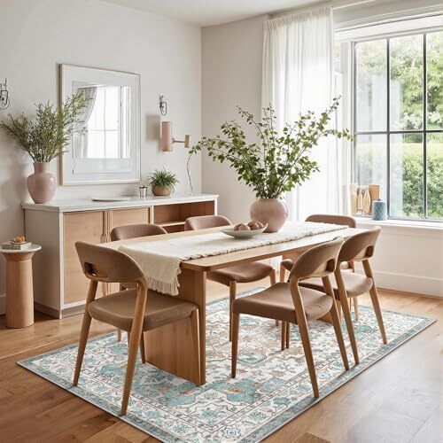 Large Washable Rugs for Living Room 200x290cm, Extra Large Area Rug, Vintage Boho Rugs, Low Pile, Non-Shedding, XXL Carpet, Traditional Oriental Design, Dining Room, Home Office, Bedroom