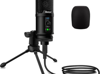 USB Microphone Metal Computer Condenser PC Mic for Gaming Podcasting Streaming Recording Voiceover YouTube Skype Twitch Zoom Cardioid with Tripod Compatible with Desktop Laptop Windows (FREE POSTAGE)