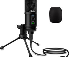 USB Microphone Metal Computer Condenser PC Mic for Gaming Podcasting Streaming Recording Voiceover YouTube Skype Twitch Zoom Cardioid with Tripod Compatible with Desktop Laptop Windows MacOS (FREE POSTAGE)