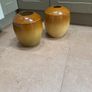 Buy 1 get 1 FREE - A Large Glazed Vintage Earthenware Mustard ( 2 tone ) Vase and 1 similar one Free Image 6
