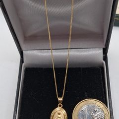 9ct Yellow Gold Miraculous Medal Pendant necklace