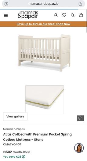 Mamas and Papas - Atlas Cotbed and matrass