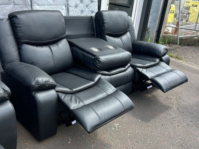 Valerie Black 3+2 Leather Recliner Sofa Set