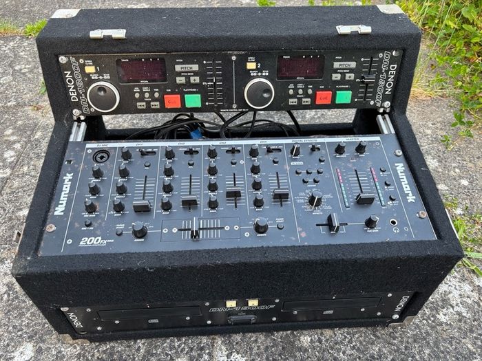 DJ CD Decks With Numark C3USB 5 Channel Rackmount Mixer And Denon Dual CD Player In Flightcase