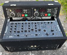 DJ CD Decks With Numark C3USB 5 Channel Rackmount Mixer And Denon Dual CD Player In Flightcase