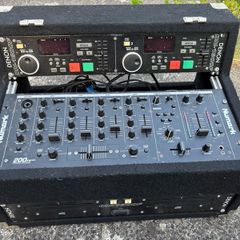 DJ CD Decks With Numark C3USB 5 Channel Rackmount Mixer And Denon Dual CD Player In Flightcase