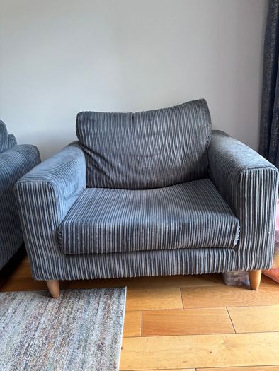 Grey corduroy armchair