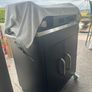 Black Metal Kitchen Island with Stainless Top and Hooks Image 6