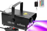 FREE SHIPPING Smoke Machine with LED Lights, softeen 500W Party Fog Machine with 2 Wireless Remote Controls, Fogging Machine with Colorful LED Light Effect