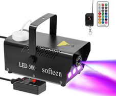 FREE SHIPPING Smoke Machine with LED Lights, softeen 500W Party Fog Machine with 2 Wireless Remote Controls, Fogging Machine with Colorful LED Light Effect