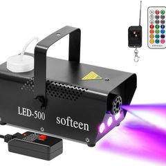 FREE SHIPPING Smoke Machine with LED Lights, softeen 500W Party Fog Machine with 2 Wireless Remote Controls, Fogging Machine with Colorful LED Light Effect
