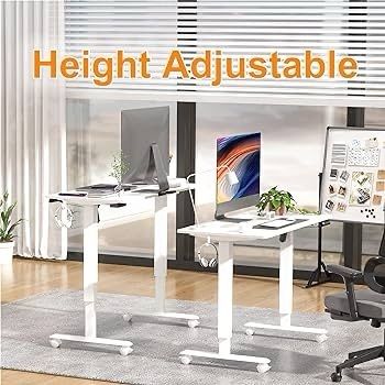 NEW SALE | Height Adjustable Electric Standing Desk - 100x60 cm Stand Up Table Desk Thick Splice Board, Smart Control Panel 3 Memory Heights, Anti-Collision System, Sit Stand Desk for Home Office