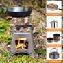 Camping Wood Stove,Compact Folding Titanium Wood Stove with Mini Alcohol Stove for Outdoor Camping Cooking Picnic Image 2
