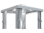 Gazebo with Curtain and String Lights 3x3 m Cream White