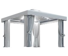 Gazebo with Curtain and String Lights 3x3 m Cream White