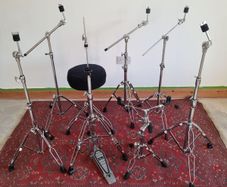 Pearl Drum Hardware cymbal and hi hat stands with Premier throne