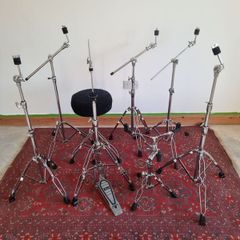 Pearl Drum Hardware cymbal and hi hat stands with Premier throne