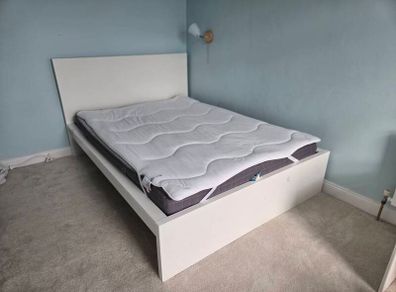 White Ikea Bed (Standard Double with Mattress)