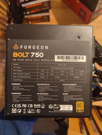 Forgeon Bolt PSU 750W 80 Plus Gold Full Modular Power Supply