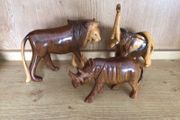 3 Vintage Wooden wild animals