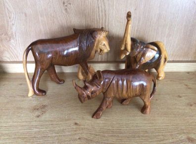 3 Vintage Wooden wild animals