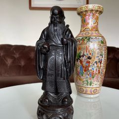 Rare Vintage Resin Asian Japanese Statue Fukurokuju Lucky God
