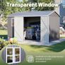 8 x 10 ft Outdoor Storage Shed Galvanized Metal Bike Shed, Tiny House Garden Tool Storage with Air Vent and Slide Door for Backyard Patio Lawn, Gray Image 5