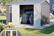 8x10 ft Outdoor Galvanized Metal Bike Shed - Garden Sto with Air Vent, Sliding Door, Perfect for Backyard, Patio &amp; Tiny House Tool nizat, Gray