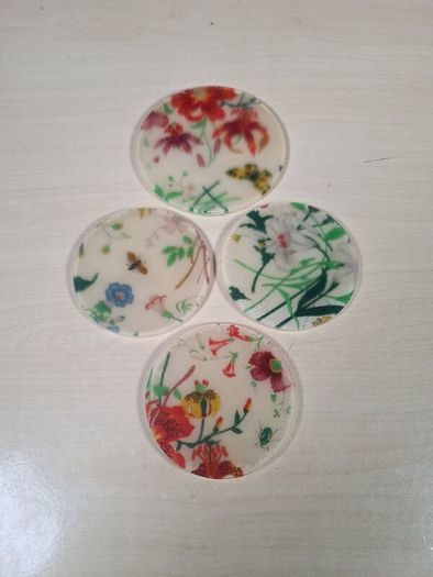 Vintage GUCCI coasters flora and fauna acrylic set of 4 Genuine Rare