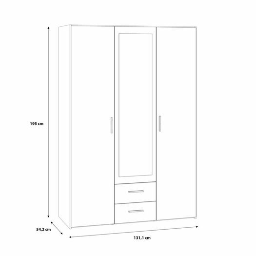 Premium 3-Door Wardrobe with Mirror & Drawers