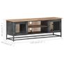 TV Cabinet Grey 120x30x40 cm Solid Acacia Wood and Steel Image 2