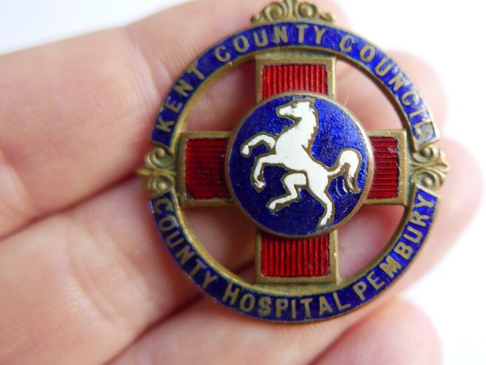Vintage Pembury Hospital Enamel Badge White Horse of Kent