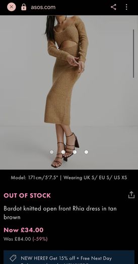 Bardot Brown Knit Cutout Midi Dress