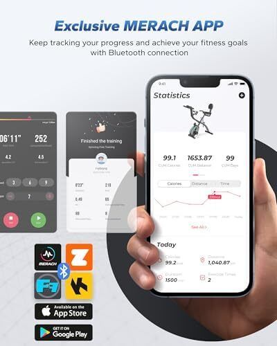4 IN 1 Full-Body Exercise Bike Multifunctional Foldable Exercise Bike Exclusive APP for Customizable Plans, 16-Level Magnetic Resistance Folding Stationary Exercise Bike, 300lbs Capacity & Upgraded Comfort Seat Cushion