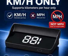Car  head-up display, Km   windshield speedometer projector with speed display and overspeed alert, automatic light sensor, mile/kilometer speed display, USB plug and play, suitable for all car models,