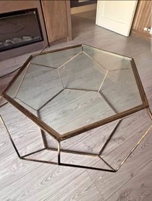 Large Antique gold and glass coffee table