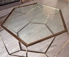 Large Antique gold and glass coffee table
