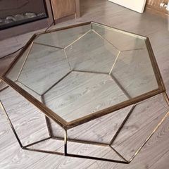 Large Antique gold and glass coffee table