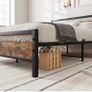 Small double Metal Platform Bed Frame 120 x 200cm with Wooden Headboard and Footboard Heavy Duty Steel Support, No Box Spring Needed, Easy Assembly, Black Image 2